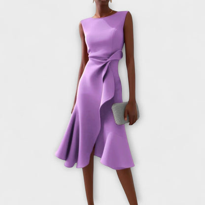Vestido Invitada Boda Midi Elegante con Drapeado