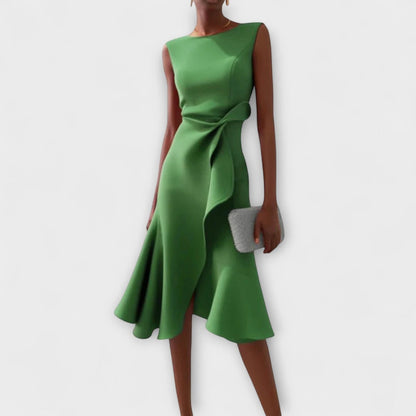 Vestido Invitada Boda Midi Elegante con Drapeado