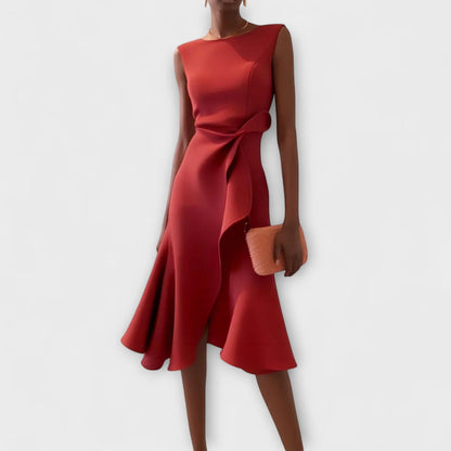 Vestido Invitada Boda Midi Elegante con Drapeado