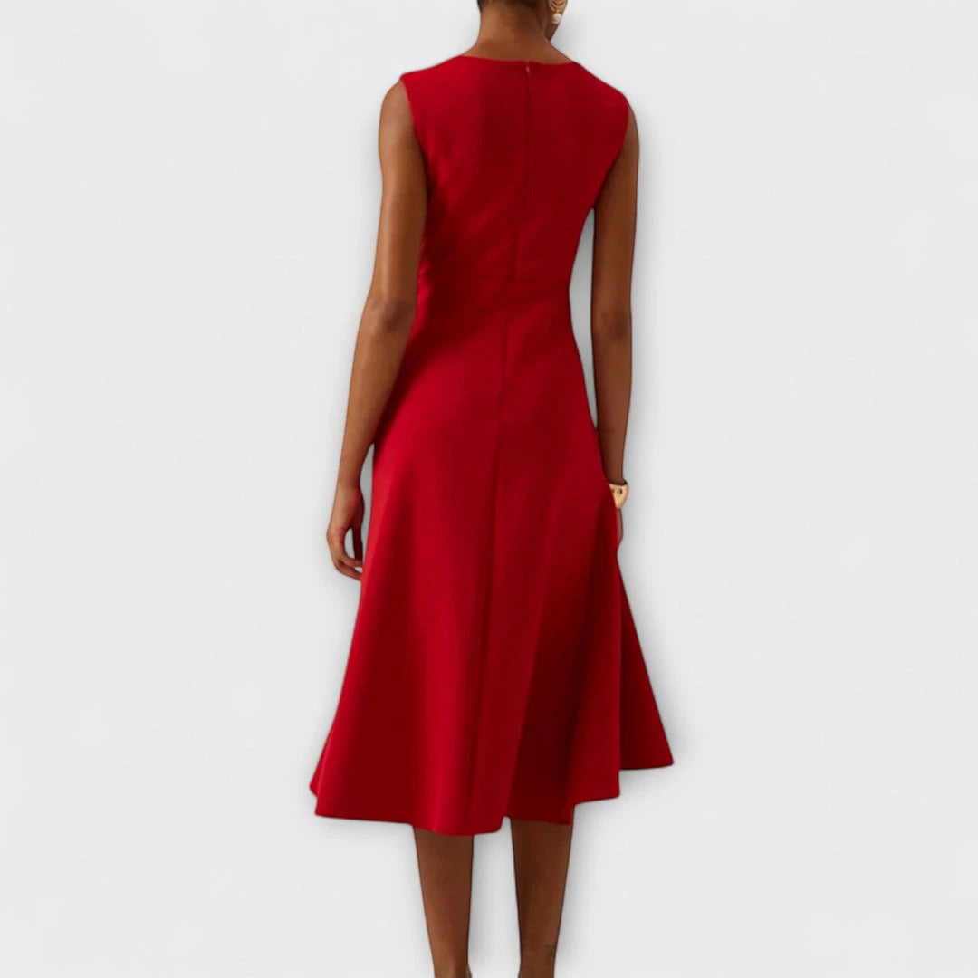 Vestido Invitada Boda Midi Elegante con Drapeado