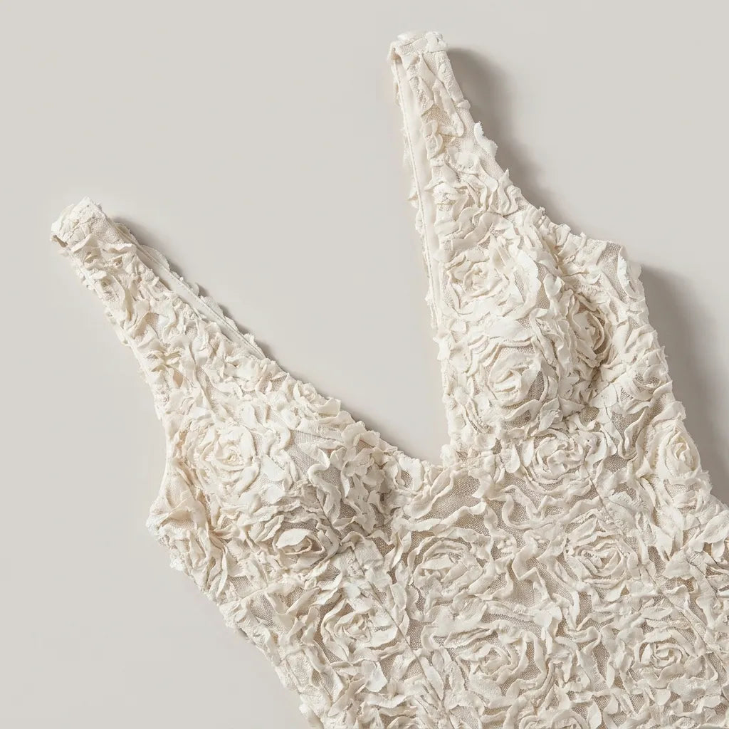 Vestido Largo Elegante con Flores en Relieve