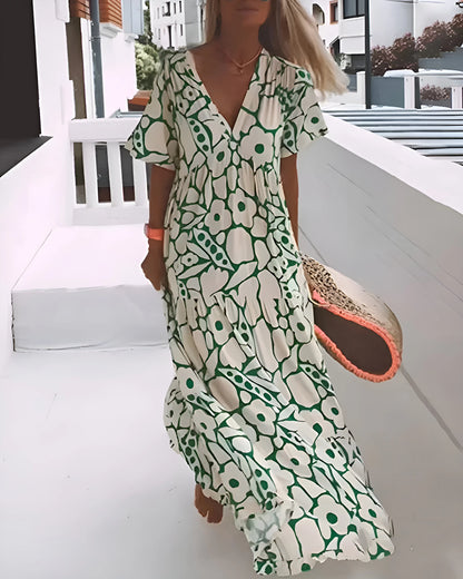 Vestido de Verano Largo Elegante Casual con Cuello en V