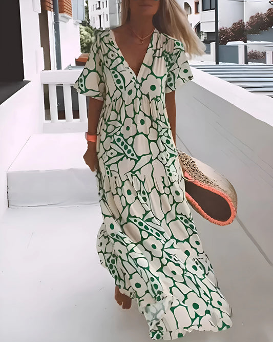 Vestido de Verano Largo Elegante Casual con Cuello en V