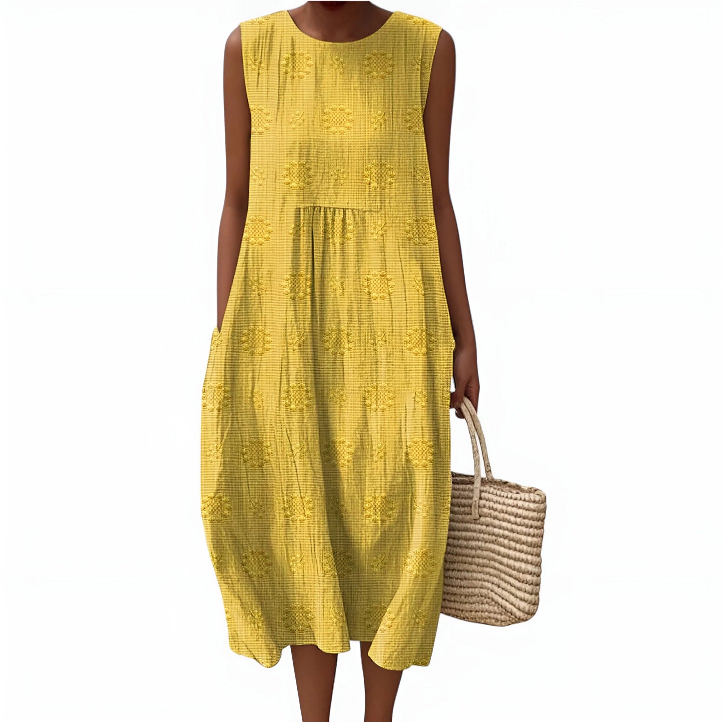 Vestido de Verano Midi Casual Flores con Bolsillos