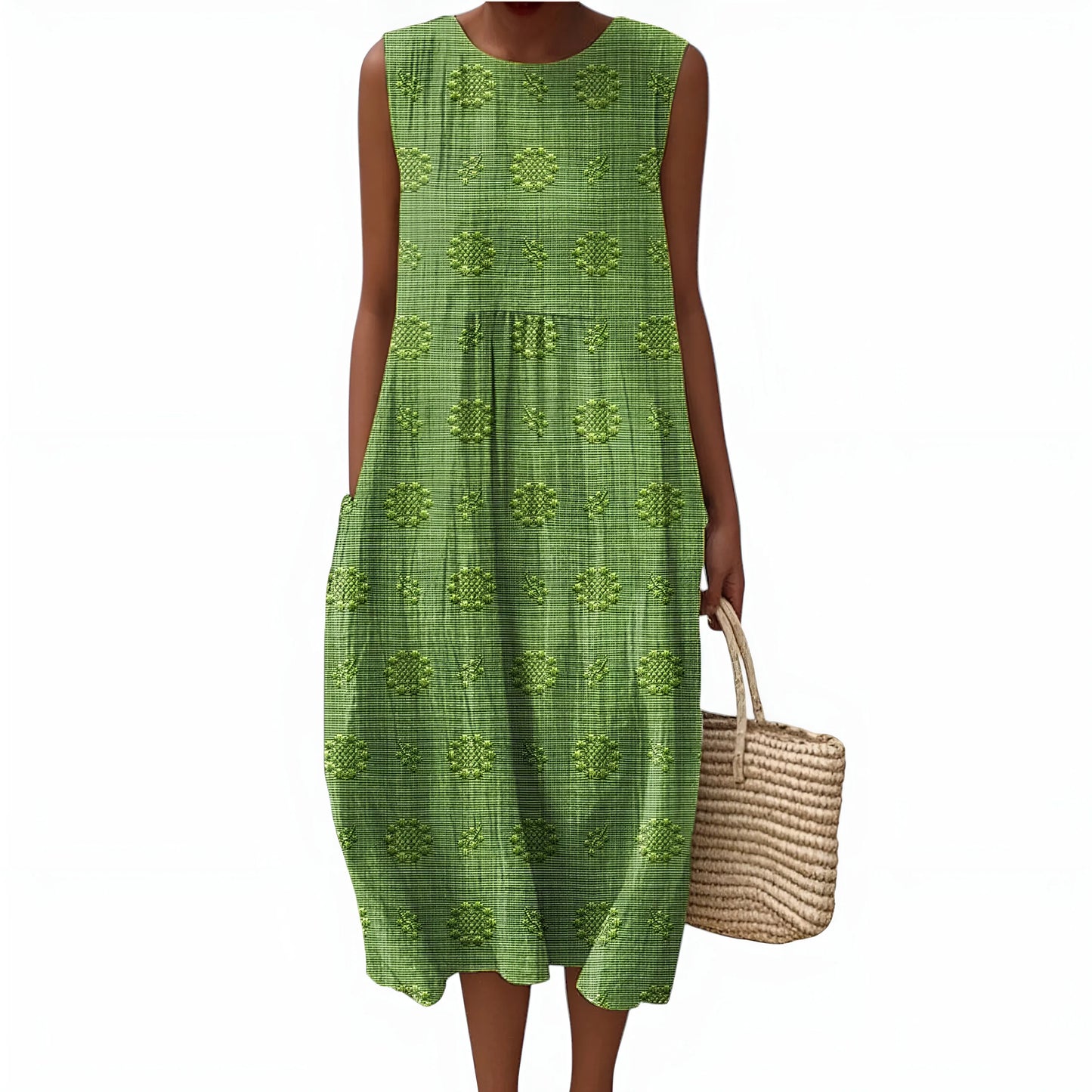 Vestido de Verano Midi Casual Flores con Bolsillos