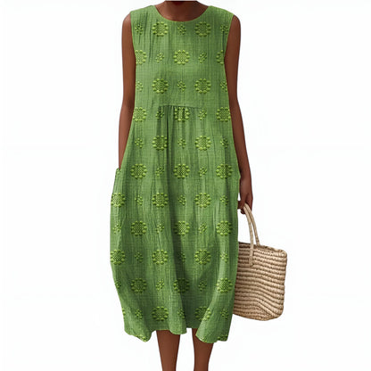 Vestido de Verano Midi Casual Flores con Bolsillos