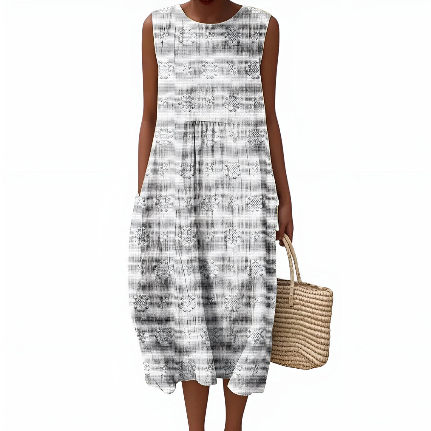 Vestido de Verano Midi Casual Flores con Bolsillos