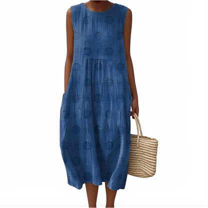 Vestido de Verano Midi Casual Flores con Bolsillos