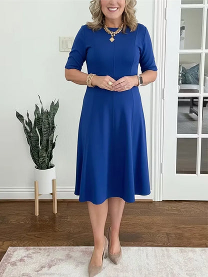 Vestido de Invitada de Boda Midi Elegante de Verano con Manga Corta