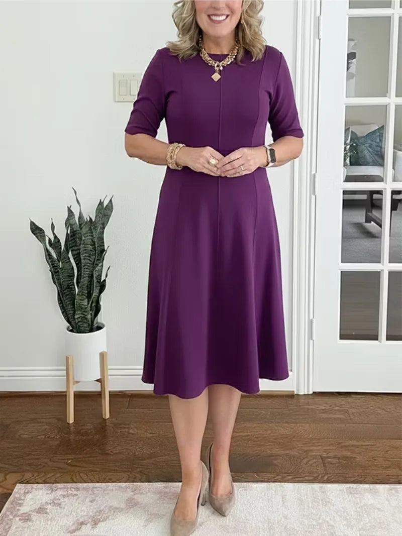 Vestido de Invitada de Boda Midi Elegante de Verano con Manga Corta