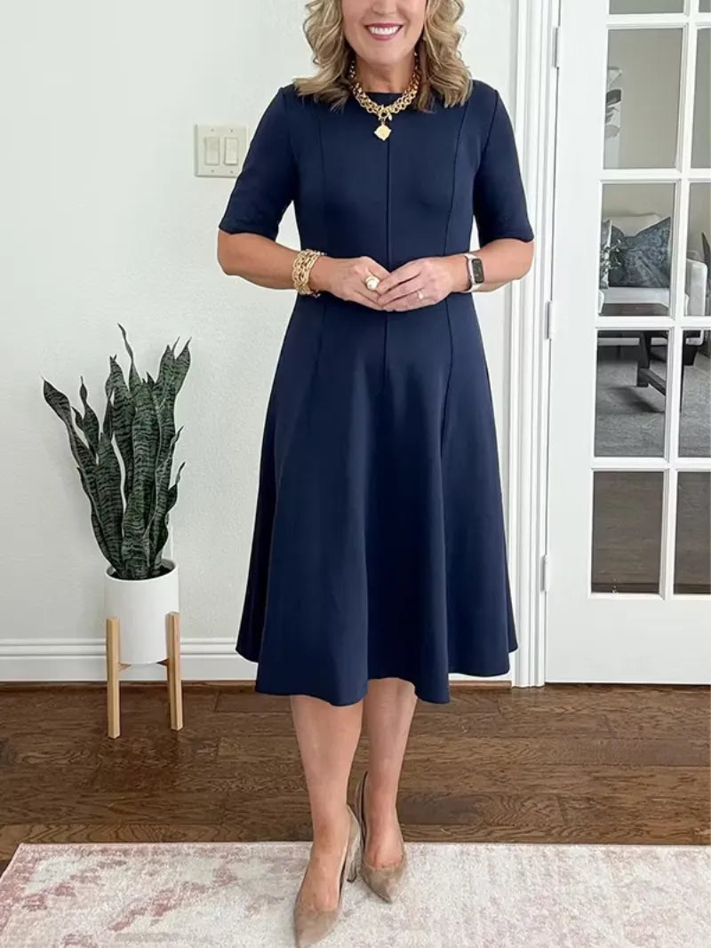 Vestido de Invitada de Boda Midi Elegante de Verano con Manga Corta