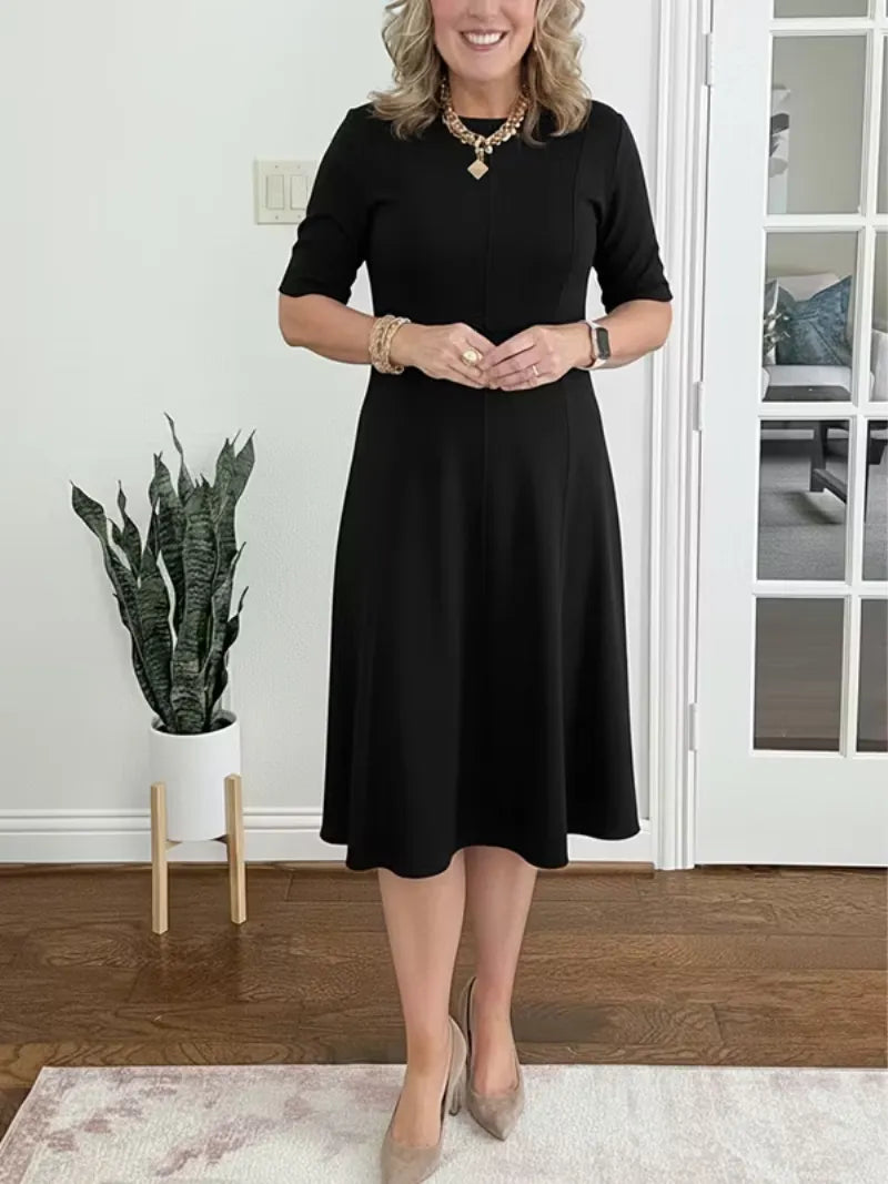 Vestido de Invitada de Boda Midi Elegante de Verano con Manga Corta