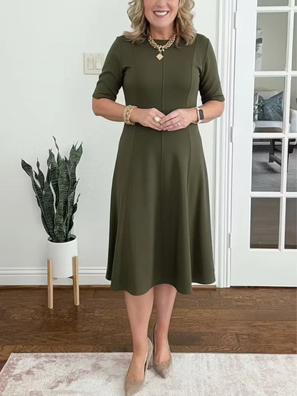 Vestido de Invitada de Boda Midi Elegante de Verano con Manga Corta
