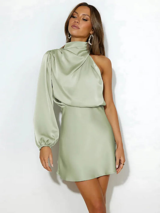 Vestido de Invitada de Boda Corto Elegante Casual con Asimétrico