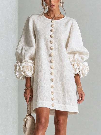 Vestido de Invitada de Boda Corto Elegante Casual con Manga Abullonada