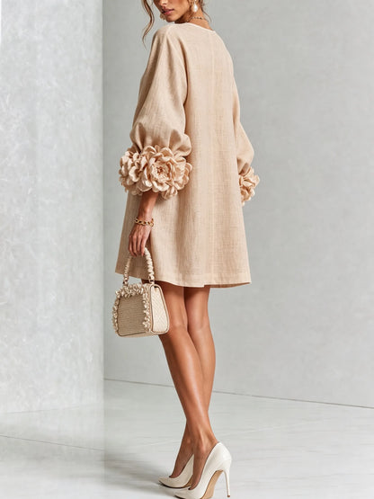 Vestido de Invitada de Boda Corto Elegante Casual con Manga Abullonada