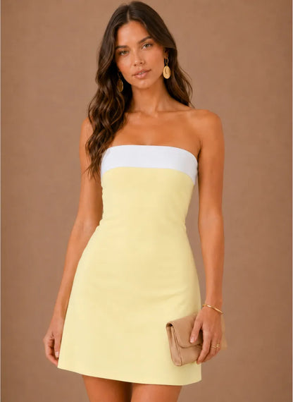 Vestido de Invitada de Boda Corto Elegante Moderno con Palabra de Honor