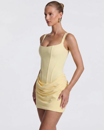 Vestido de Invitada de Boda Corto Elegante Sofisticado con Drapeado