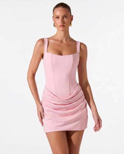 Vestido de Invitada de Boda Corto Elegante Sofisticado con Drapeado