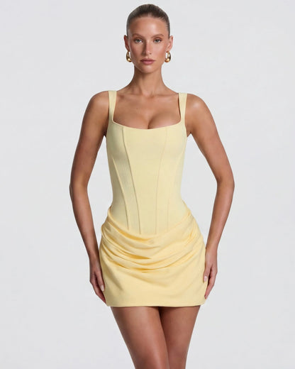Vestido de Invitada de Boda Corto Elegante Sofisticado con Drapeado