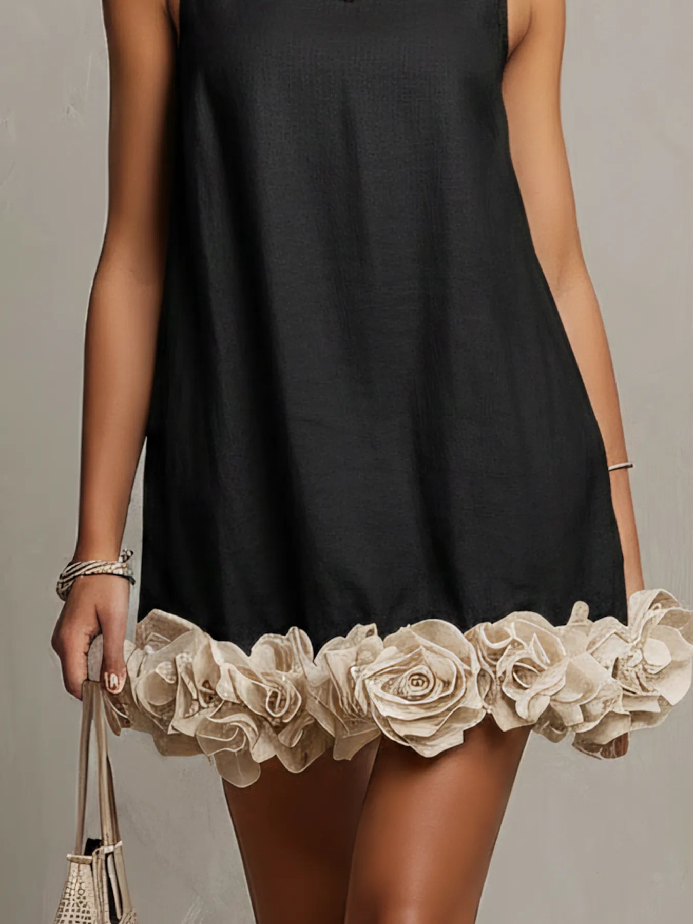 Vestido de Invitada de Boda Corto Floral Elegante con Volantes