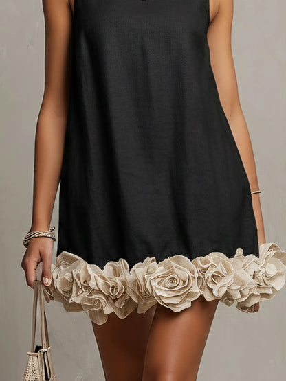 Vestido de Invitada de Boda Corto Floral Elegante con Volantes