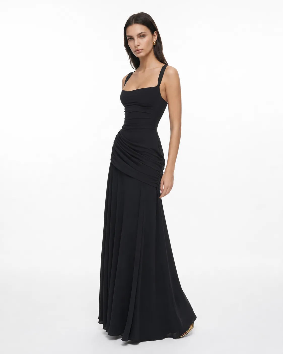 Estido de Invitada de Boda Largo Elegante Casual con Plisado