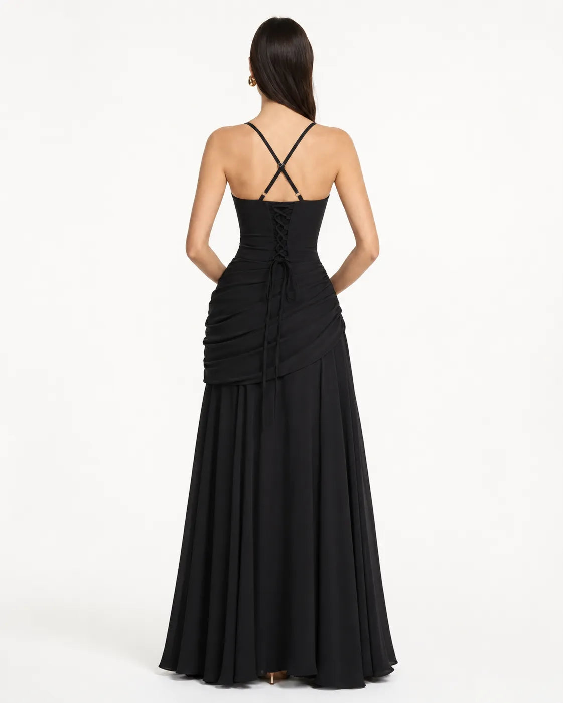 Estido de Invitada de Boda Largo Elegante Casual con Plisado