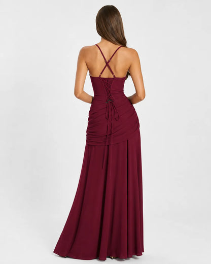 Estido de Invitada de Boda Largo Elegante Casual con Plisado