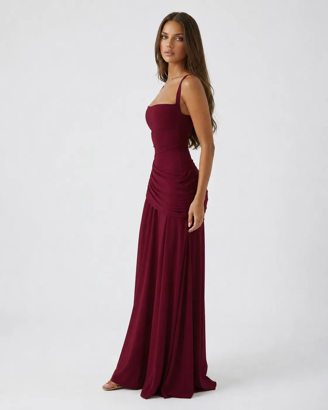 Estido de Invitada de Boda Largo Elegante Casual con Plisado