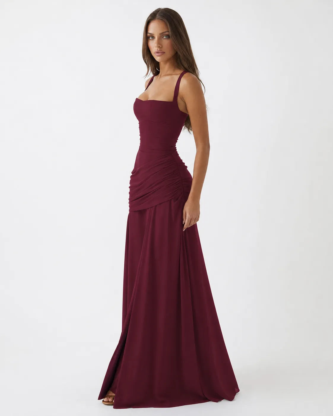 Estido de Invitada de Boda Largo Elegante Casual con Plisado