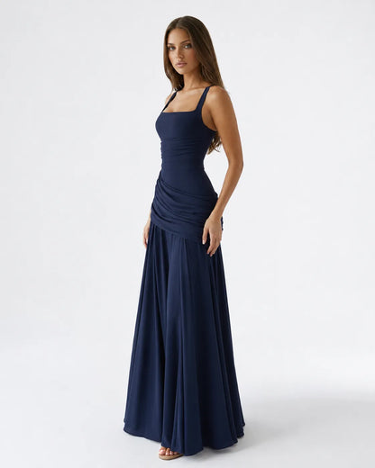 Estido de Invitada de Boda Largo Elegante Casual con Plisado