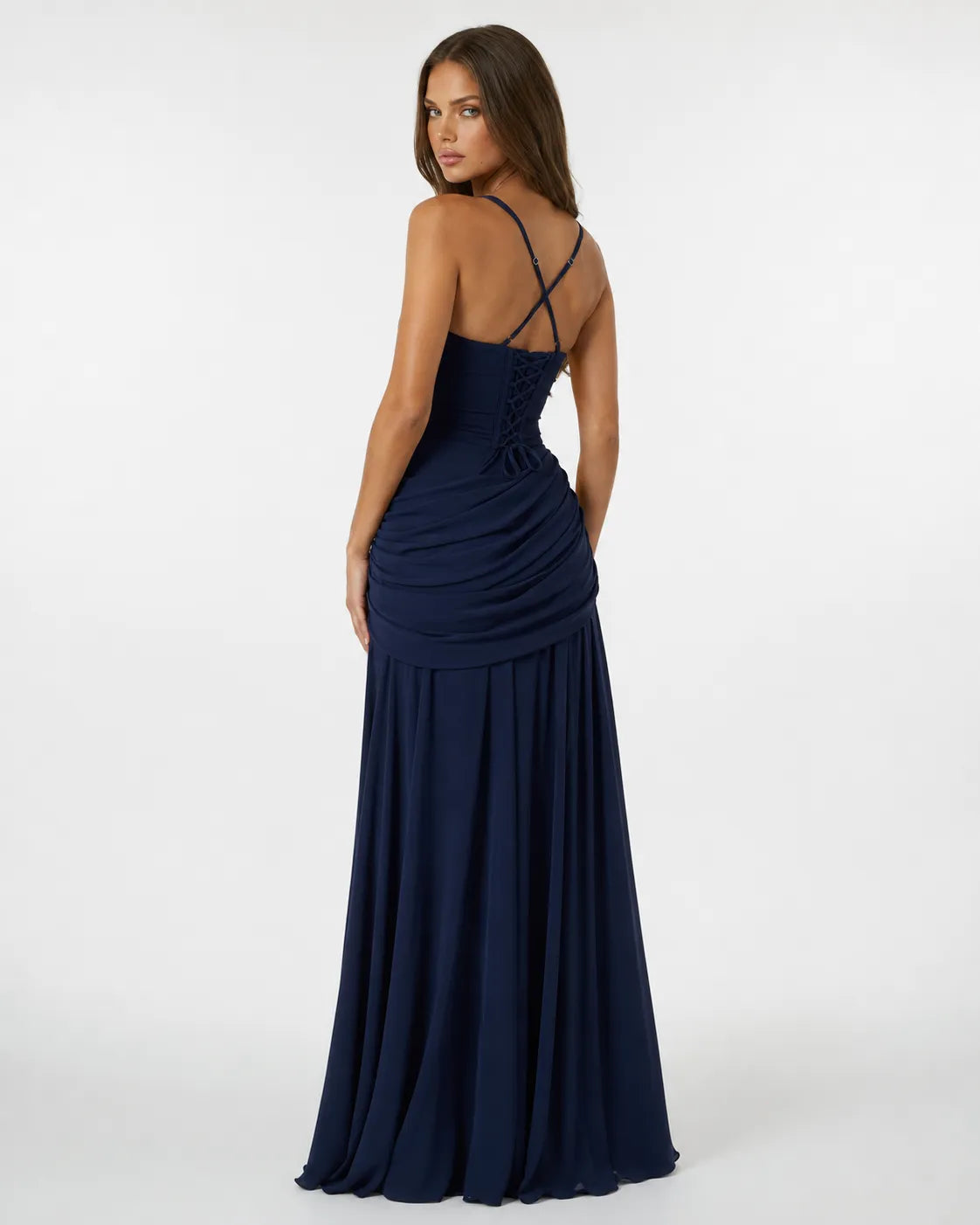 Estido de Invitada de Boda Largo Elegante Casual con Plisado