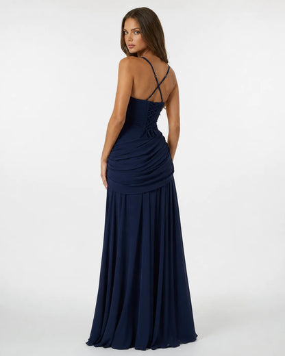 Estido de Invitada de Boda Largo Elegante Casual con Plisado