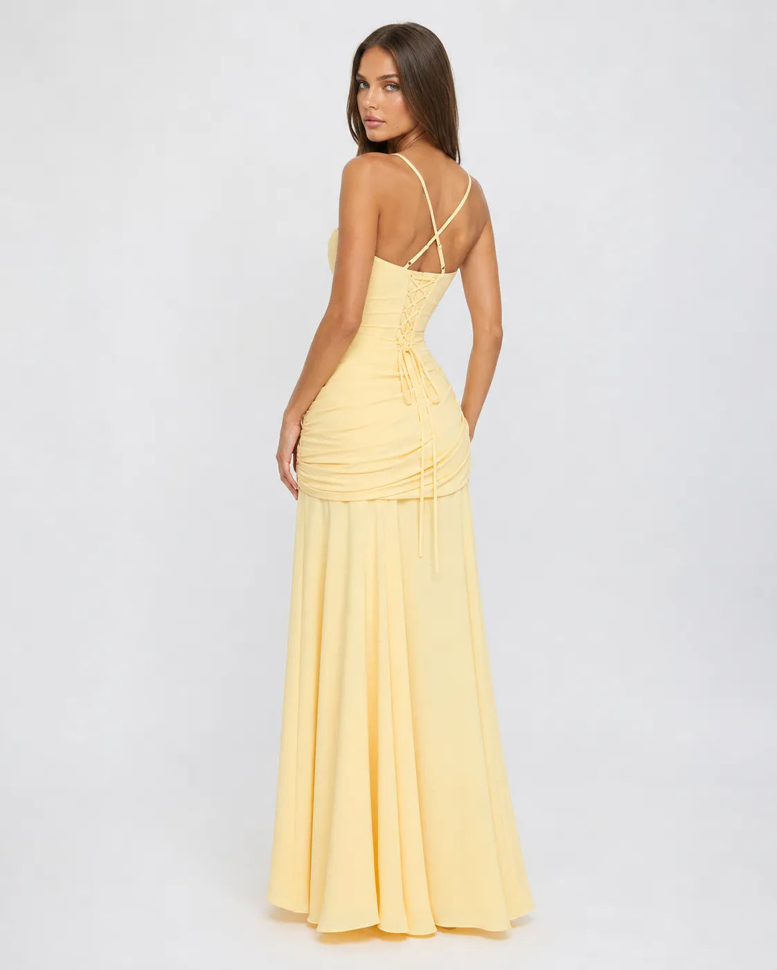 Estido de Invitada de Boda Largo Elegante Casual con Plisado