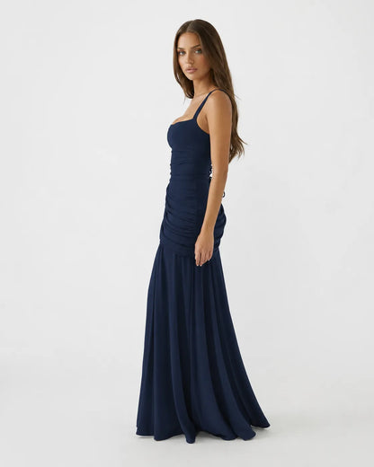 Estido de Invitada de Boda Largo Elegante Casual con Plisado