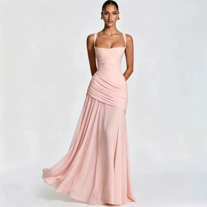 Estido de Invitada de Boda Largo Elegante Casual con Plisado