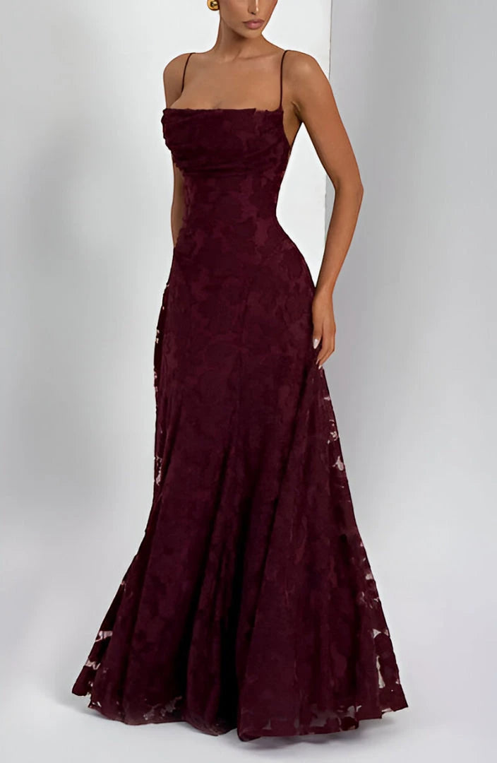 Vestido de Invitada de Boda Largo Asimétrico con Tirantes