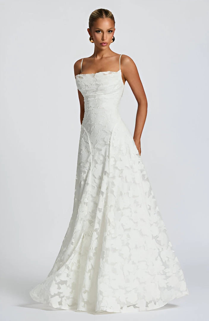 Vestido de Invitada de Boda Largo Asimétrico con Tirantes