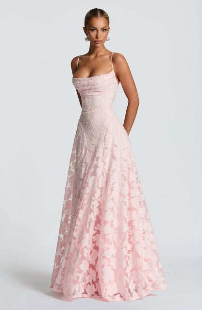 Vestido de Invitada de Boda Largo Asimétrico con Tirantes