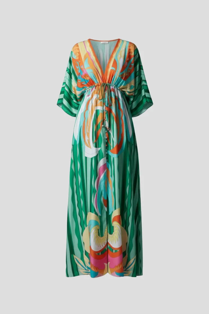 Vestido de Invitada de Boda Largo Boho Elegante con Cuello en V
