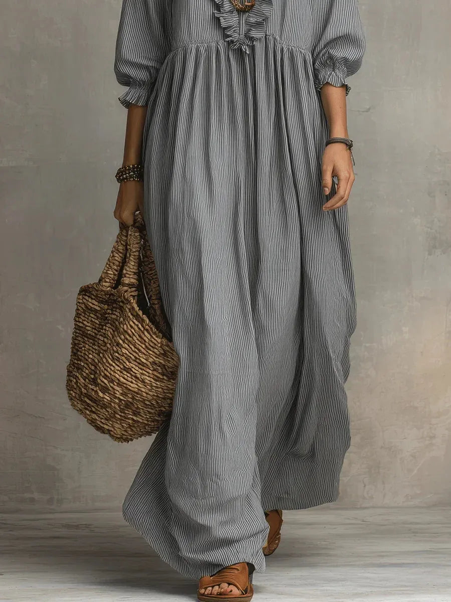 Vestido de Invitada de Boda Largo Boho Elegante con Volantes