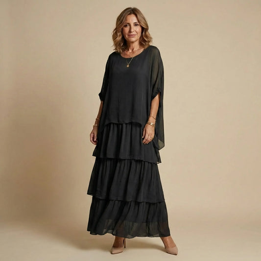 Vestido de Invitada de Boda Largo Casual con Volantes