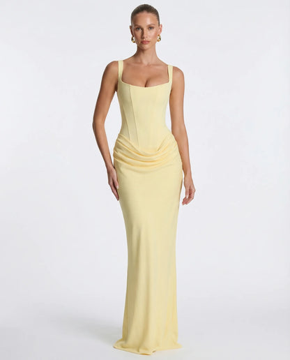 Vestido de Invitada de Boda Largo Elegante Ajustado con Corset