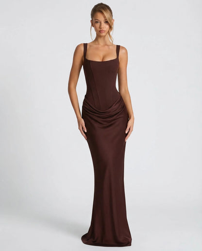Vestido de Invitada de Boda Largo Elegante Ajustado con Corset