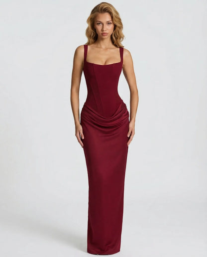 Vestido de Invitada de Boda Largo Elegante Ajustado con Corset
