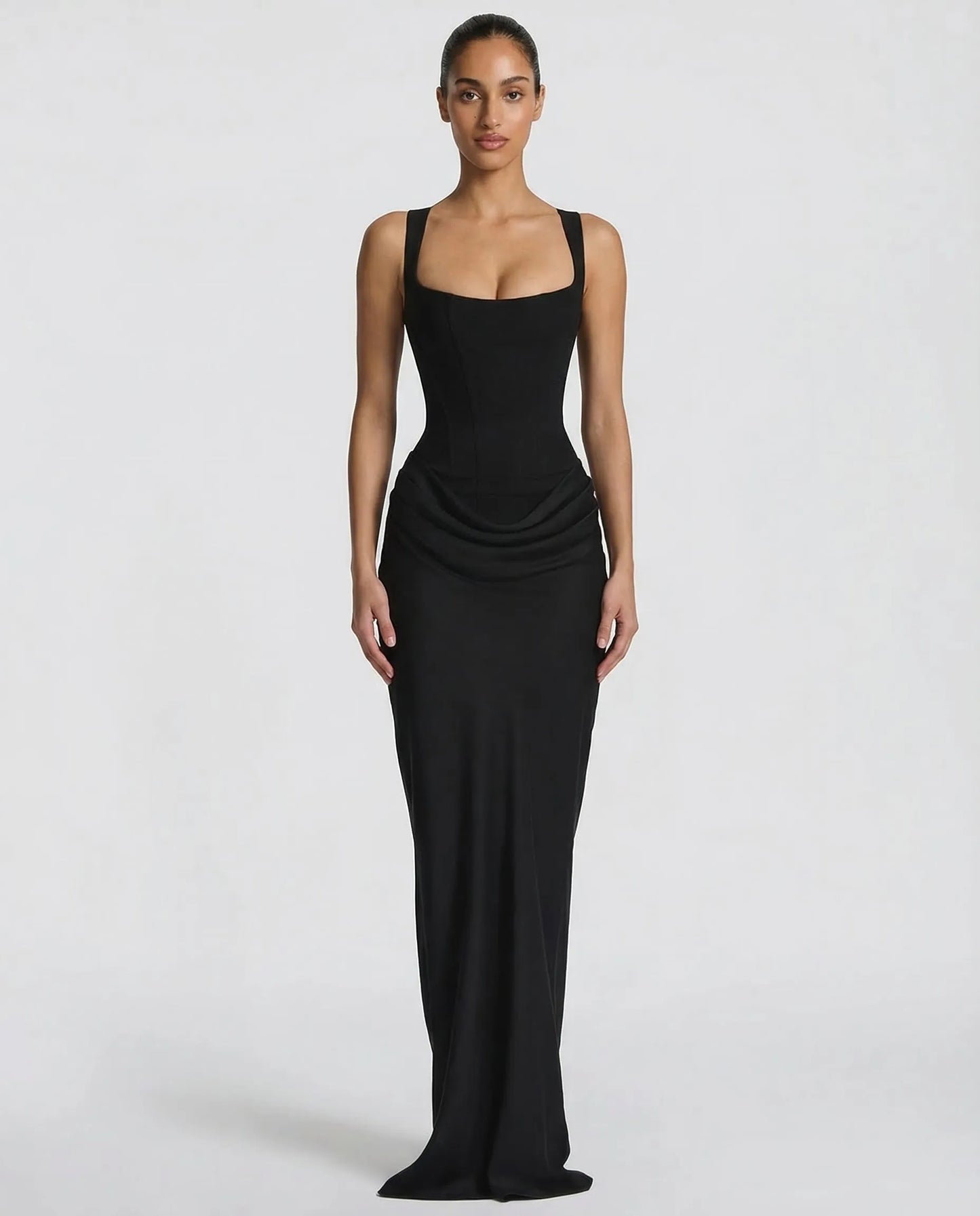 Vestido de Invitada de Boda Largo Elegante Ajustado con Corset