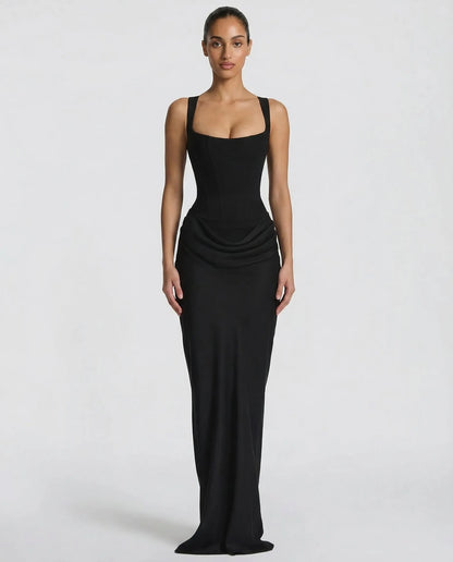 Vestido de Invitada de Boda Largo Elegante Ajustado con Corset