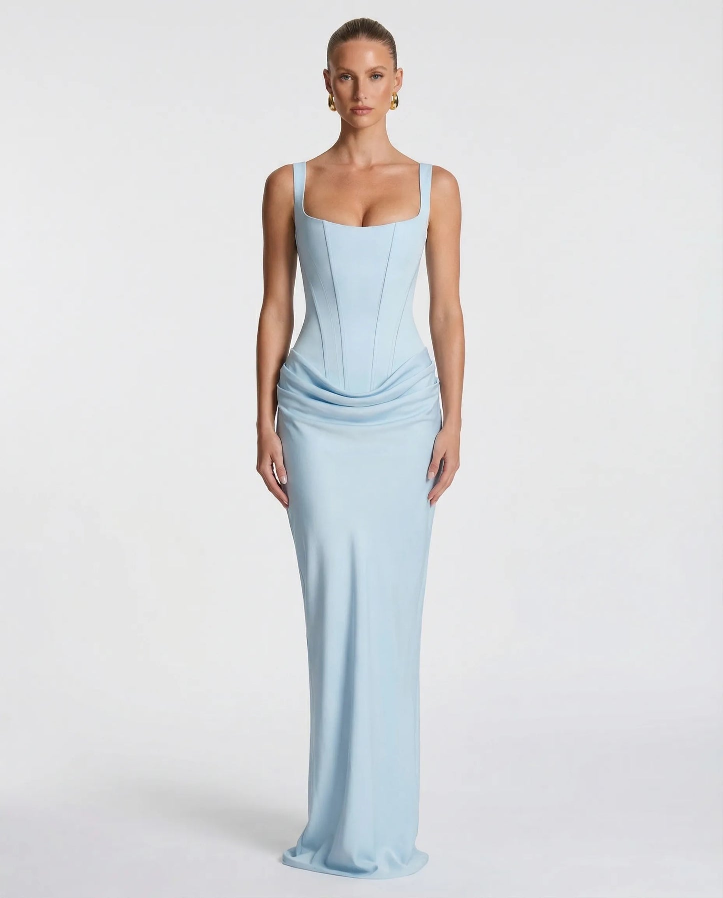 Vestido de Invitada de Boda Largo Elegante Ajustado con Corset