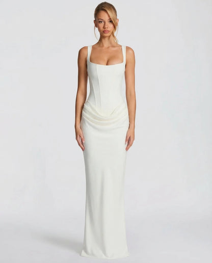 Vestido de Invitada de Boda Largo Elegante Ajustado con Corset